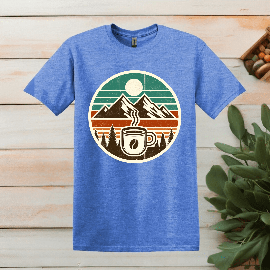 Printify T-Shirt XS / Heather Royal Coffee and Mountain Logo T shirt