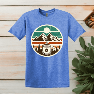 Printify T-Shirt XS / Heather Royal Coffee and Mountain Logo T shirt