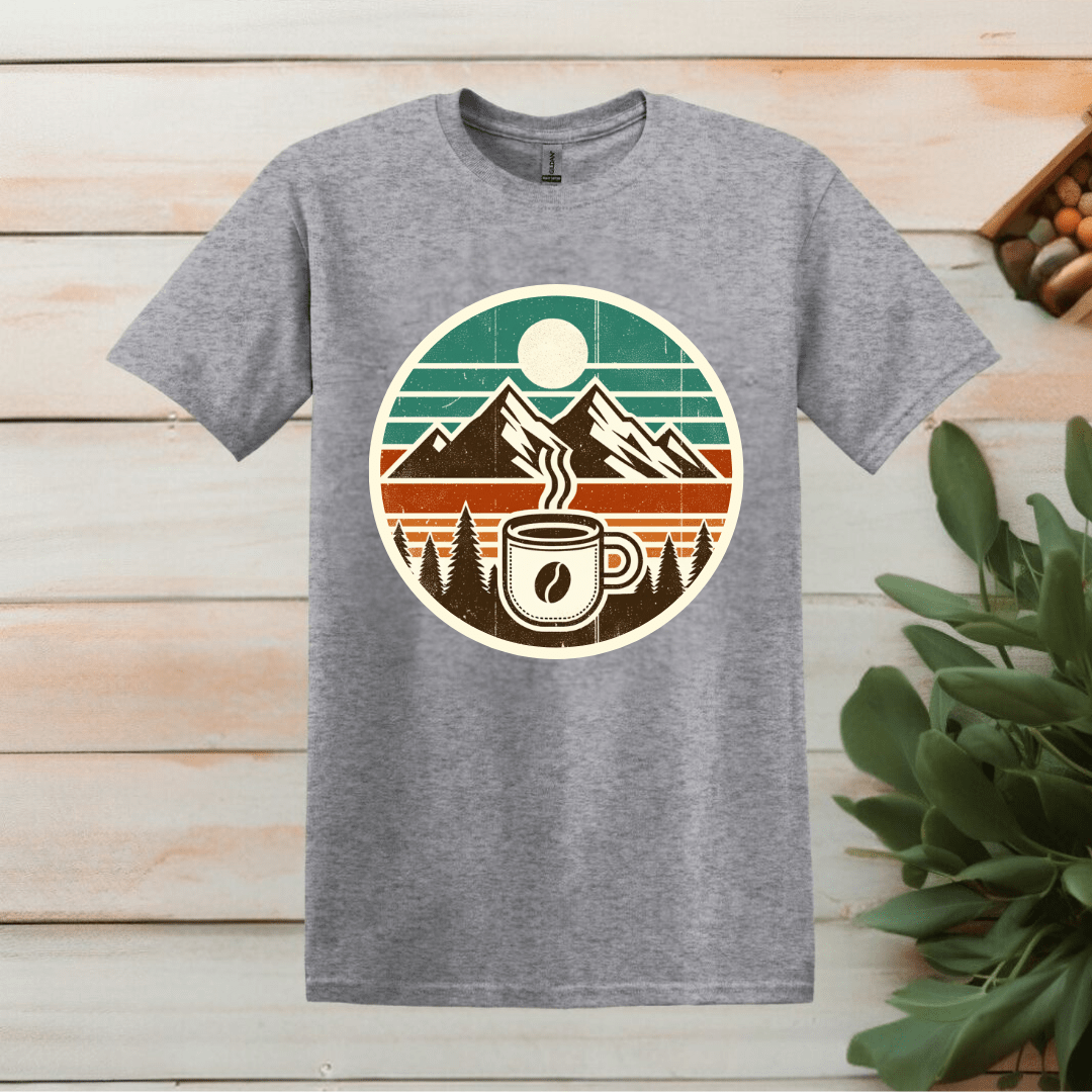 Printify T-Shirt XS / Sport Grey Coffee and Mountain Logo T shirt