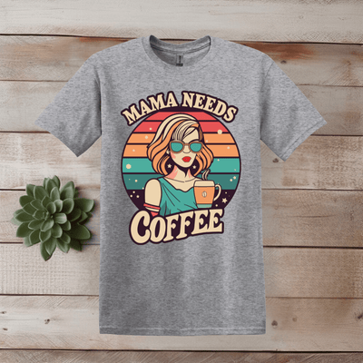 Printify T-Shirt XS / Sport Grey Mama Needs Coffee - Graphic T shirt