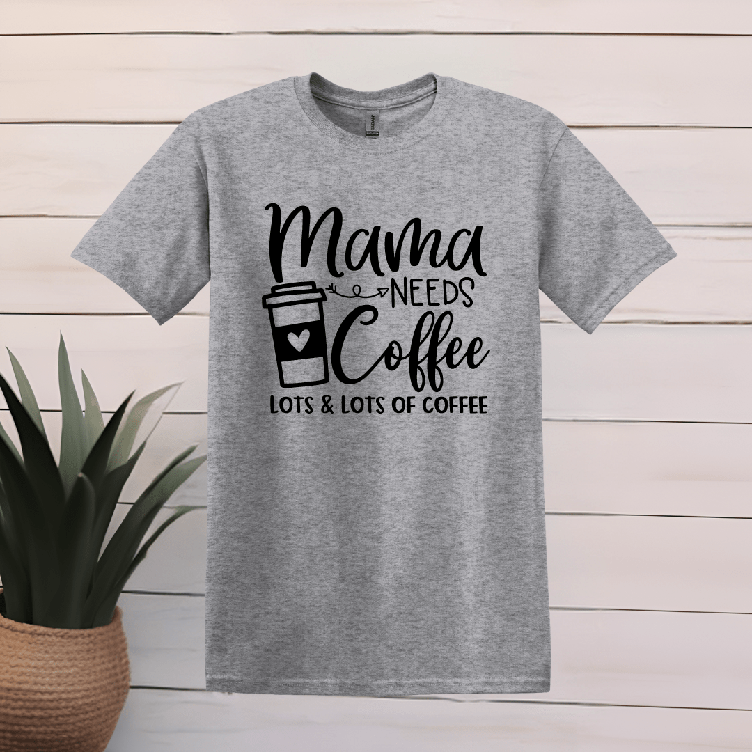 Printify T-Shirt XS / Sport Grey Mama Needs Coffee Word Art T shirt